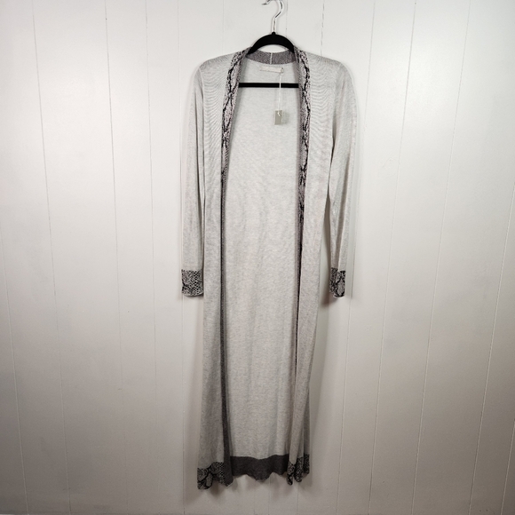 One Gray Day Lola Python Knit Long Duster Cardigan Sweater Snakeskin New NWT - Picture 2 of 10